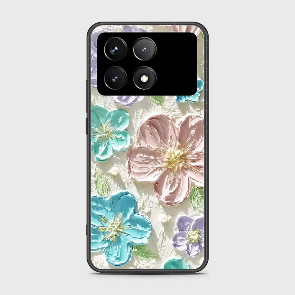 Xiaomi Poco F6 Pro Cover - Floral Series - Design 14 - Blue & Purple - HQ Ultra Shine Premium Infinity Glass Soft Silicon Borders Case