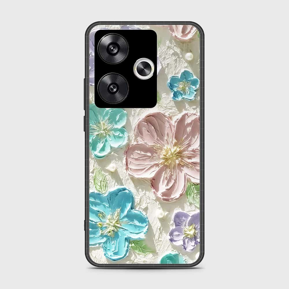 Xiaomi Redmi Turbo 3 Cover - Floral Series - Design 14 - Blue & Purple - HQ Ultra Shine Premium Infinity Glass Soft Silicon Borders Case