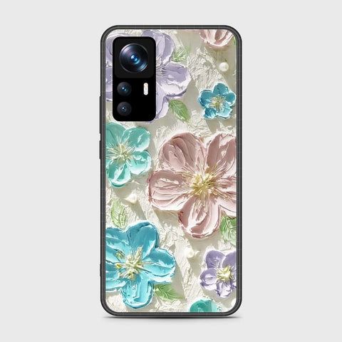 Xiaomi 12T Pro Cover - Floral Series - Design 14 - Blue & Purple - HQ Ultra Shine Premium Infinity Glass Soft Silicon Borders Case