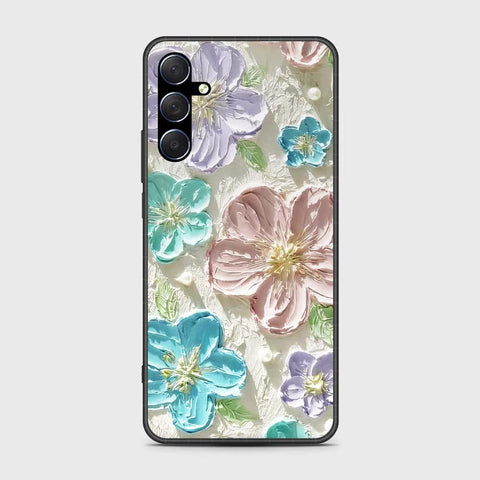 Samsung Galaxy M54 Cover - Floral Series - Design 14 - Blue & Purple - HQ Ultra Shine Premium Infinity Glass Soft Silicon Borders Case