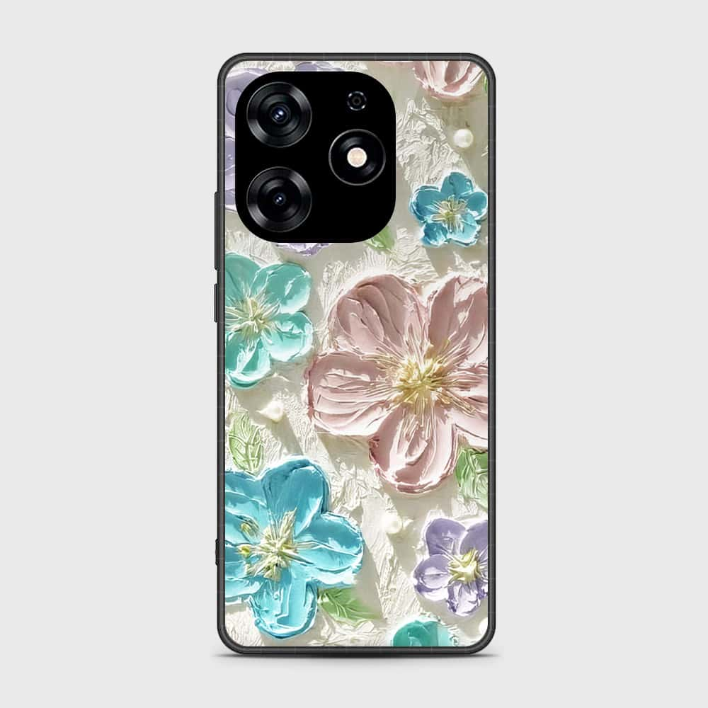 Tecno Spark 10 Pro Cover - Floral Series - Design 14 - Blue & Purple - HQ Ultra Shine Premium Infinity Glass Soft Silicon Borders Case (Fast Delivery)