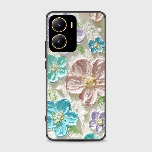 Vivo Y53t Cover - Floral Series - Design 14 - Blue & Purple - HQ Ultra Shine Premium Infinity Glass Soft Silicon Borders Case