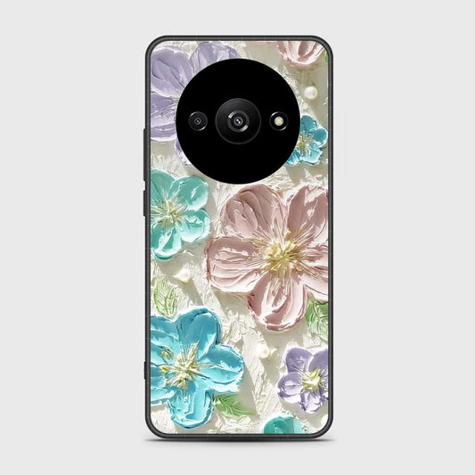 Xiaomi Redmi A3 Cover - Floral Series - Design 14 - Blue & Purple - HQ Ultra Shine Premium Infinity Glass Soft Silicon Borders Case