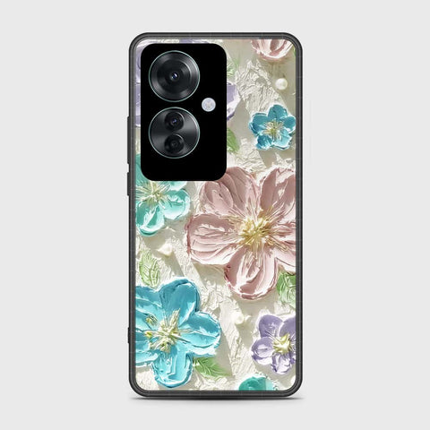 Oppo Reno 11F 5G Cover - Floral Series - Design 14 - Blue & Purple - HQ Ultra Shine Premium Infinity Glass Soft Silicon Borders Case