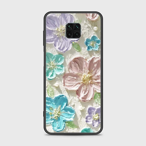 Xiaomi Redmi Note 9 Pro Cover - Floral Series - Design 14 - Blue & Purple - HQ Ultra Shine Premium Infinity Glass Soft Silicon Borders Case