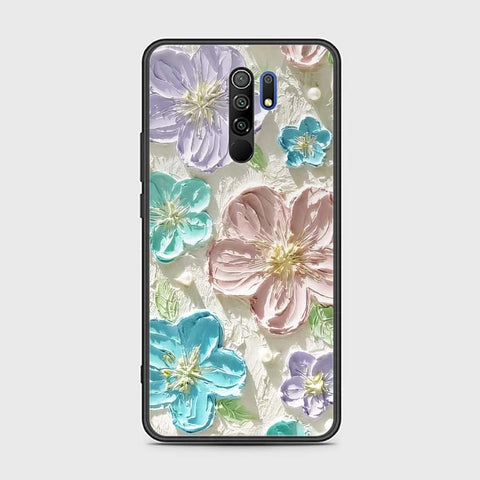 Xiaomi Redmi 9 Cover - Floral Series - Design 14 - Blue & Purple - HQ Ultra Shine Premium Infinity Glass Soft Silicon Borders Case