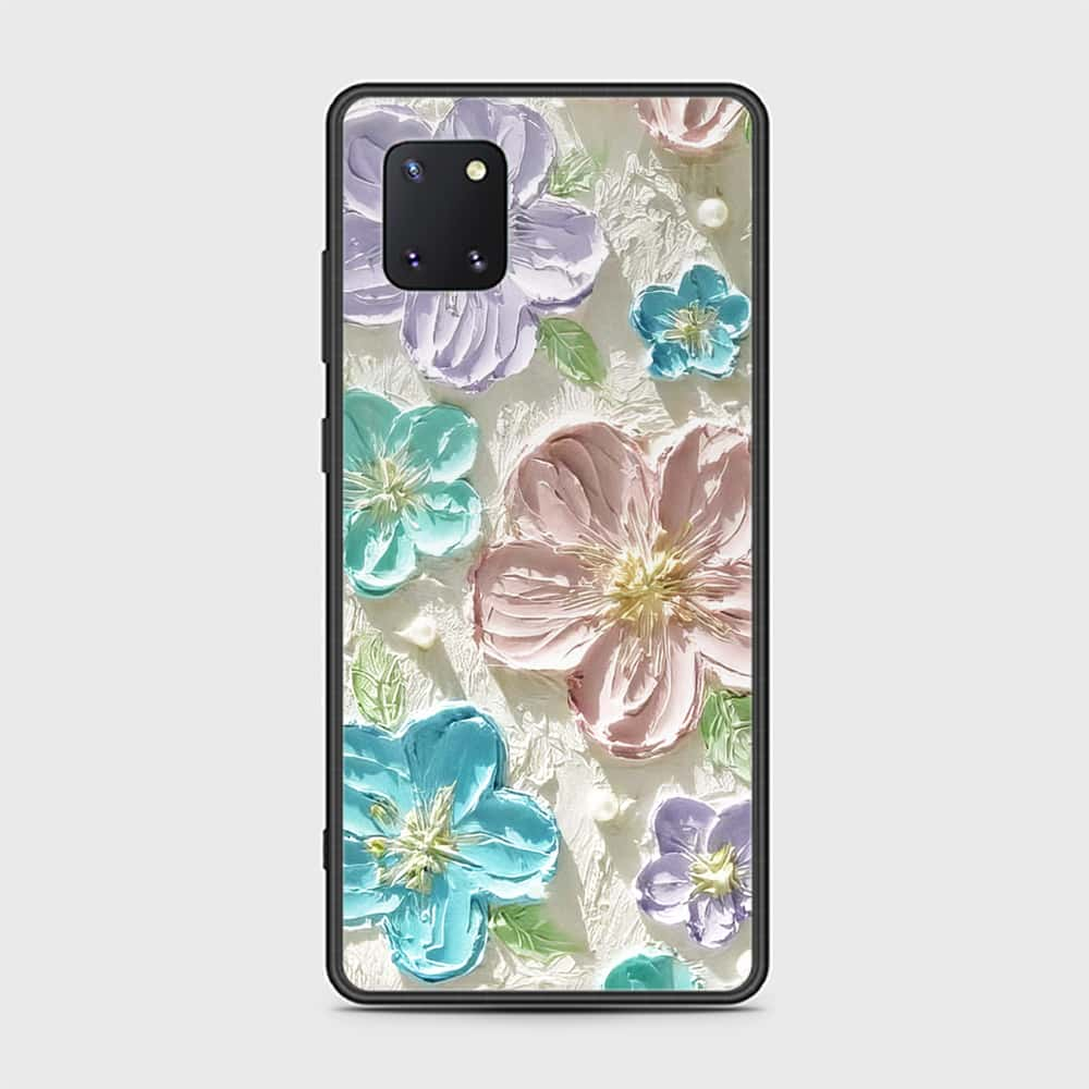 Samsung Galaxy Note 10 Lite Cover - Floral Series - Design 14 - Blue & Purple - HQ Ultra Shine Premium Infinity Glass Soft Silicon Borders Case