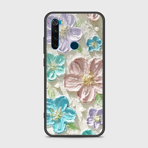 Xiaomi Redmi Note 8 Cover - Floral Series - Design 14 - Blue & Purple - HQ Ultra Shine Premium Infinity Glass Soft Silicon Borders Case