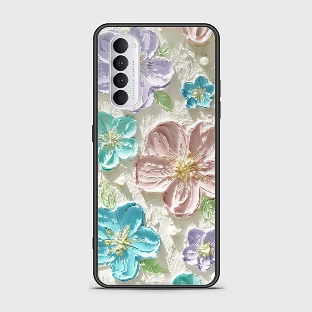 Oppo Reno 4 Pro Cover - Floral Series - Design 14 - Blue & Purple - HQ Ultra Shine Premium Infinity Glass Soft Silicon Borders Case