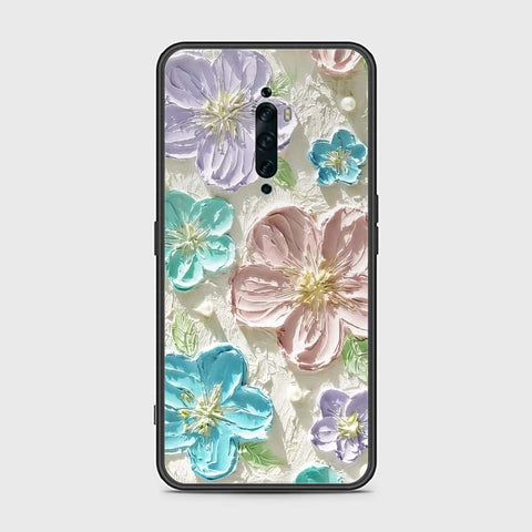 Oppo Reno 2F Cover - Floral Series - Design 14 - Blue & Purple - HQ Ultra Shine Premium Infinity Glass Soft Silicon Borders Case