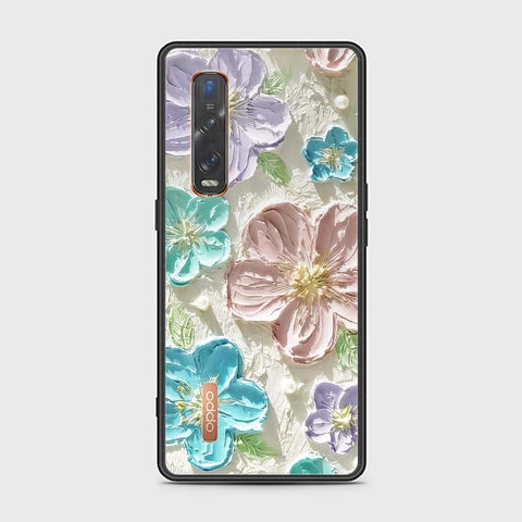 Oppo Find X2 Pro Cover - Floral Series - Design 14 - Blue & Purple - HQ Ultra Shine Premium Infinity Glass Soft Silicon Borders Case