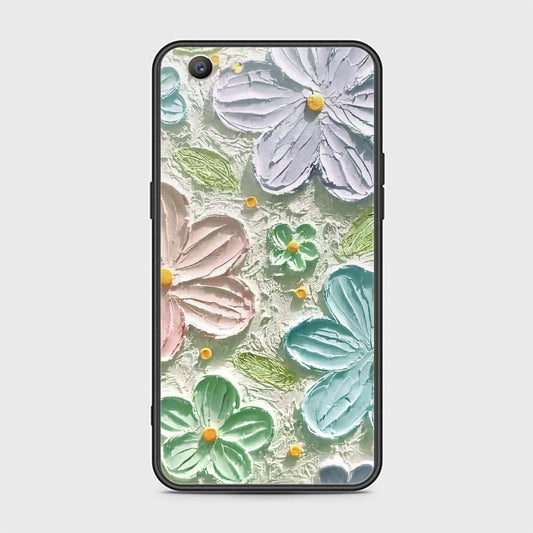 Oppo F1S Cover - Floral Series - Design 15 - Blue & Green - HQ Ultra Shine Premium Infinity Glass Soft Silicon Borders Case