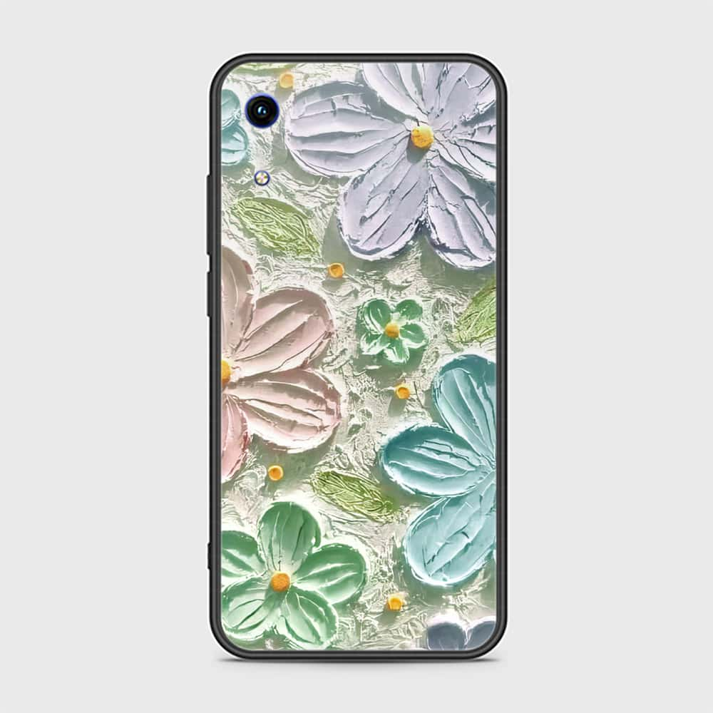 Huawei Honor 8A Cover - Floral Series - Design 15 - Blue & Green - HQ Ultra Shine Premium Infinity Glass Soft Silicon Borders Case