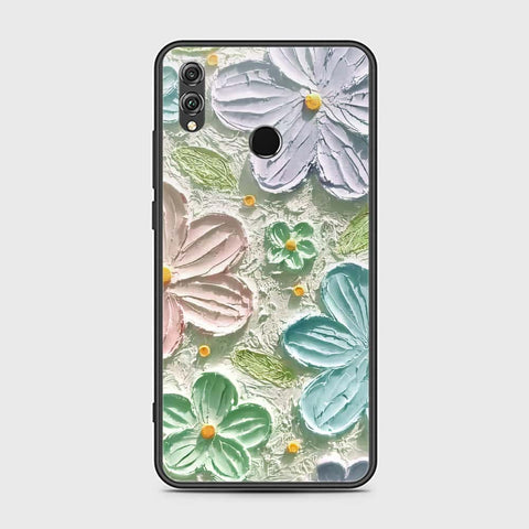 Huawei Honor 8X Cover - Floral Series - Design 15 - Blue & Green - HQ Ultra Shine Premium Infinity Glass Soft Silicon Borders Case