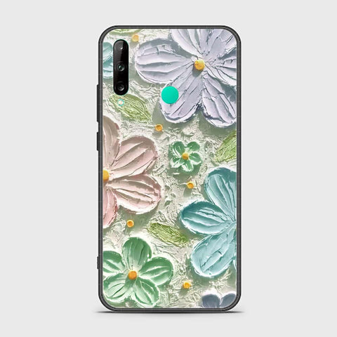 Huawei P40 Lite E Cover - Floral Series - Design 15 - Blue & Green - HQ Ultra Shine Premium Infinity Glass Soft Silicon Borders Case