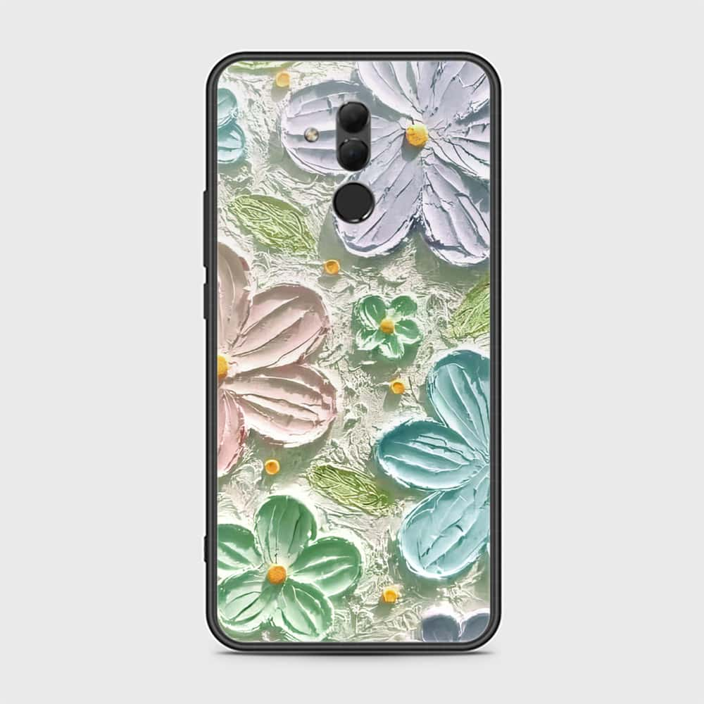 Huawei Mate 20 Lite Cover - Floral Series - Design 15 - Blue & Green - HQ Ultra Shine Premium Infinity Glass Soft Silicon Borders Case