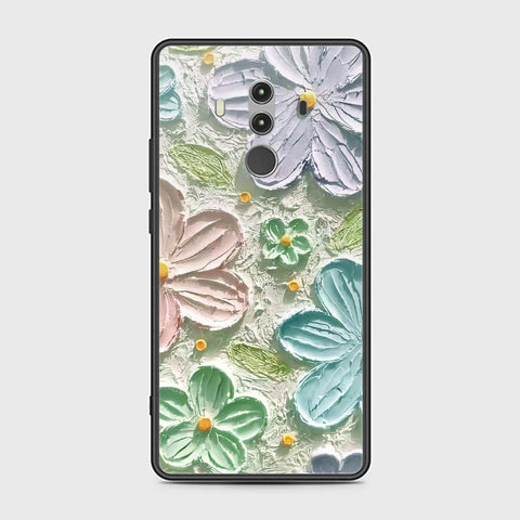 Huawei Mate 10 Pro Cover - Floral Series - Design 15 - Blue & Green - HQ Ultra Shine Premium Infinity Glass Soft Silicon Borders Case