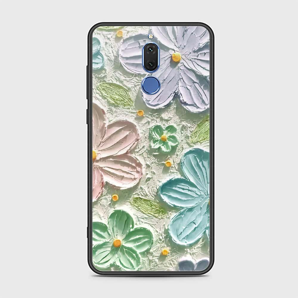 Huawei Mate 10 Lite Cover - Floral Series - Design 15 - Blue & Green - HQ Ultra Shine Premium Infinity Glass Soft Silicon Borders Case