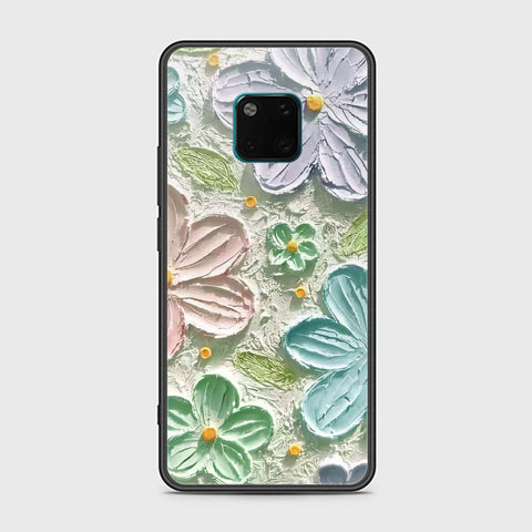 Huawei Mate 20 Pro Cover - Floral Series - Design 15 - Blue & Green - HQ Ultra Shine Premium Infinity Glass Soft Silicon Borders Case