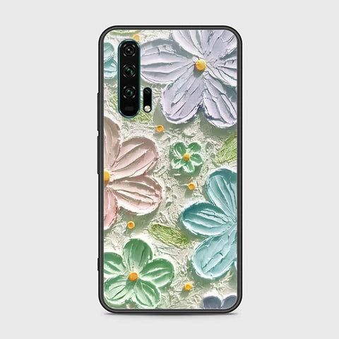 Honor 20 Pro Cover - Floral Series - Design 15 - Blue & Green - HQ Ultra Shine Premium Infinity Glass Soft Silicon Borders Case