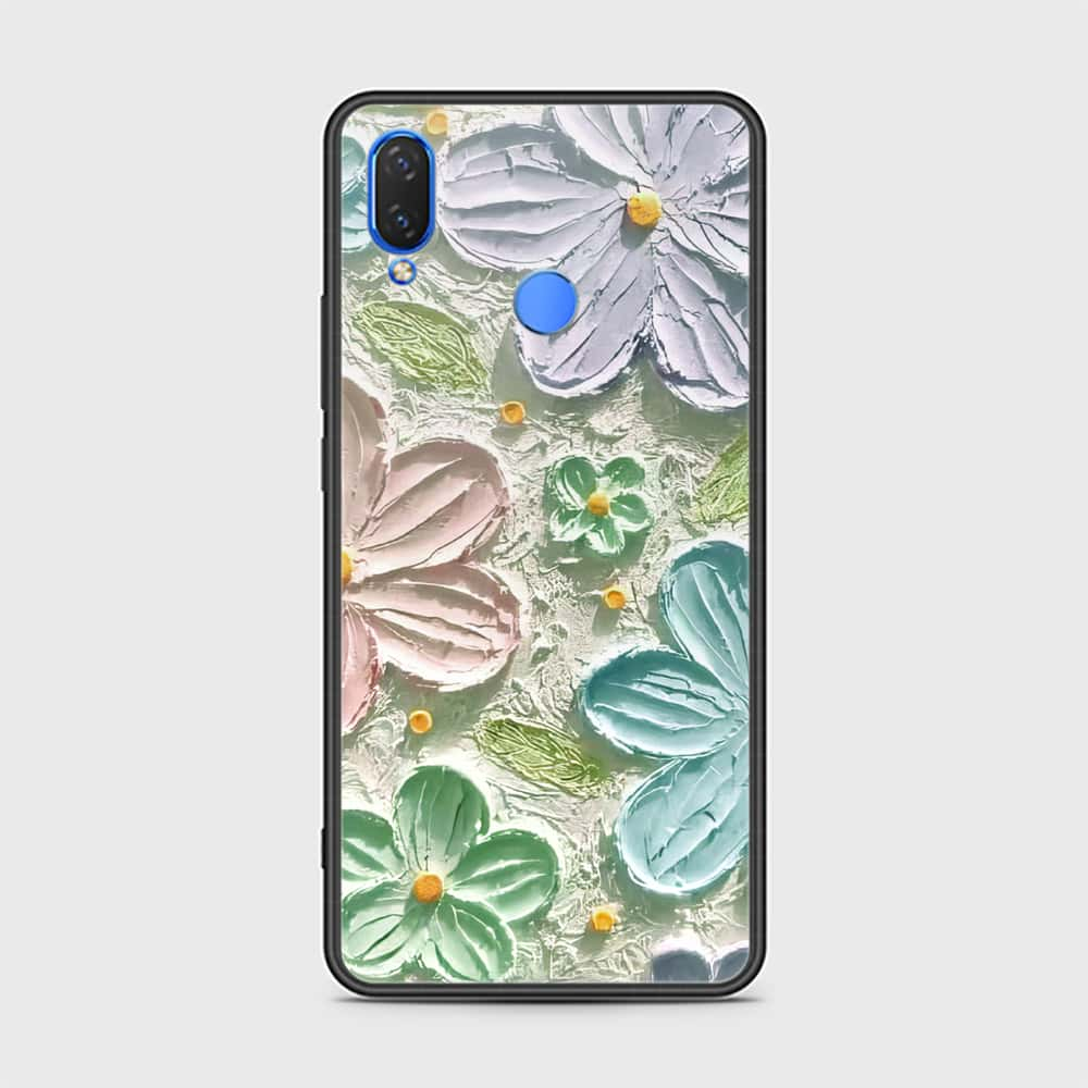 Huawei Honor Play Cover - Floral Series - Design 15 - Blue & Green - HQ Ultra Shine Premium Infinity Glass Soft Silicon Borders Case