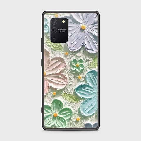 Samsung Galaxy S10 Lite Cover - Floral Series - Design 15 - Blue & Green - HQ Ultra Shine Premium Infinity Glass Soft Silicon Borders Case