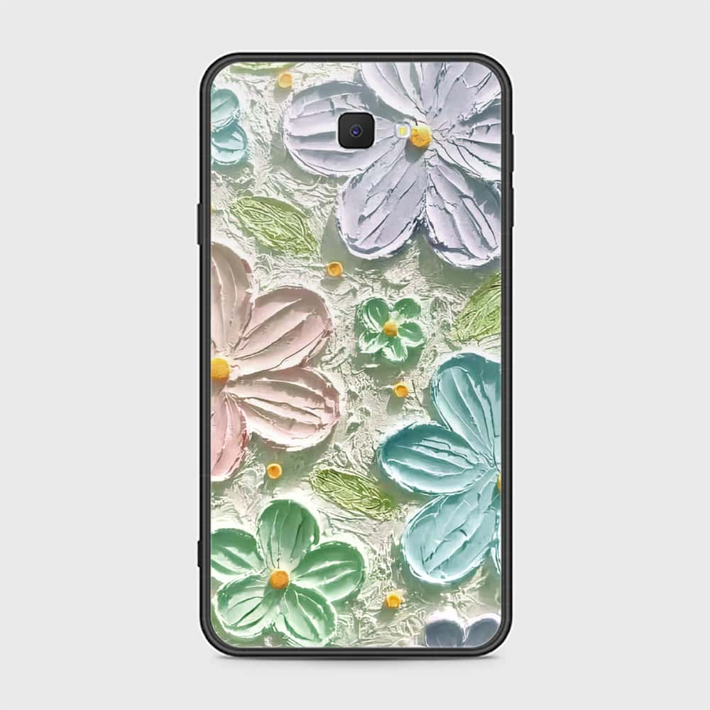 Samsung Galaxy J7 Prime Cover - Floral Series - Design 15 - Blue & Green - HQ Ultra Shine Premium Infinity Glass Soft Silicon Borders Case