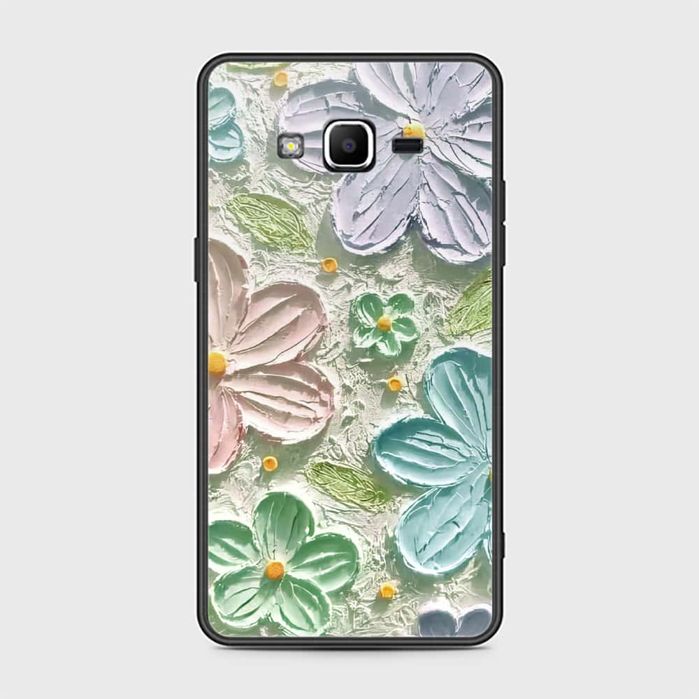 Samsung Galaxy J2 Prime Cover - Floral Series - Design 15 - Blue & Green - HQ Ultra Shine Premium Infinity Glass Soft Silicon Borders Case