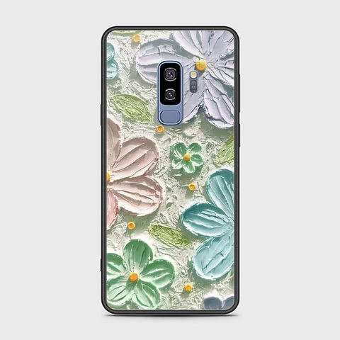 Samsung Galaxy S9 Plus Cover - Floral Series - Design 15 - Blue & Green - HQ Ultra Shine Premium Infinity Glass Soft Silicon Borders Case