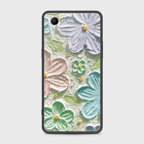 Oppo A3 Cover - Floral Series - Design 15 - Blue & Green - HQ Ultra Shine Premium Infinity Glass Soft Silicon Borders Case