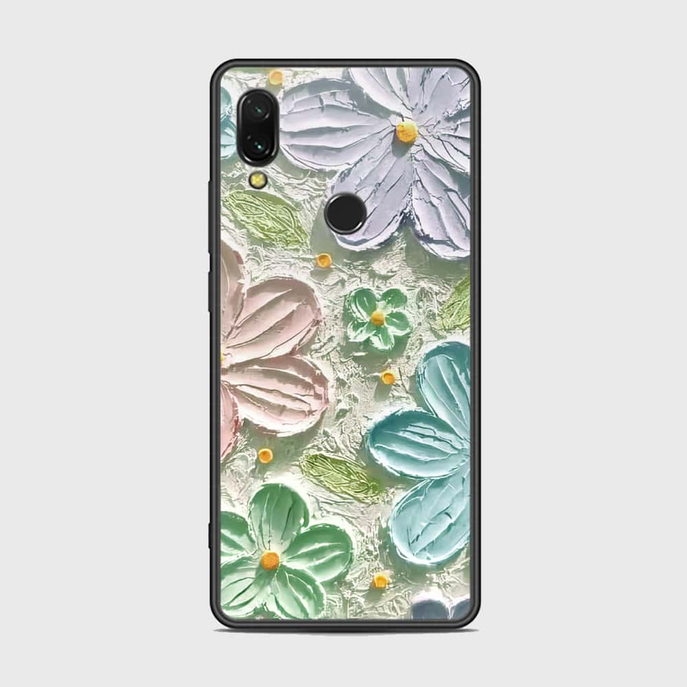 Xiaomi Redmi 7 Cover - Floral Series - Design 15 - Blue & Green - HQ Ultra Shine Premium Infinity Glass Soft Silicon Borders Case