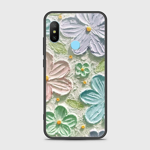 Redmi 6 Pro Cover - Floral Series - Design 15 - Blue & Green - HQ Ultra Shine Premium Infinity Glass Soft Silicon Borders Case