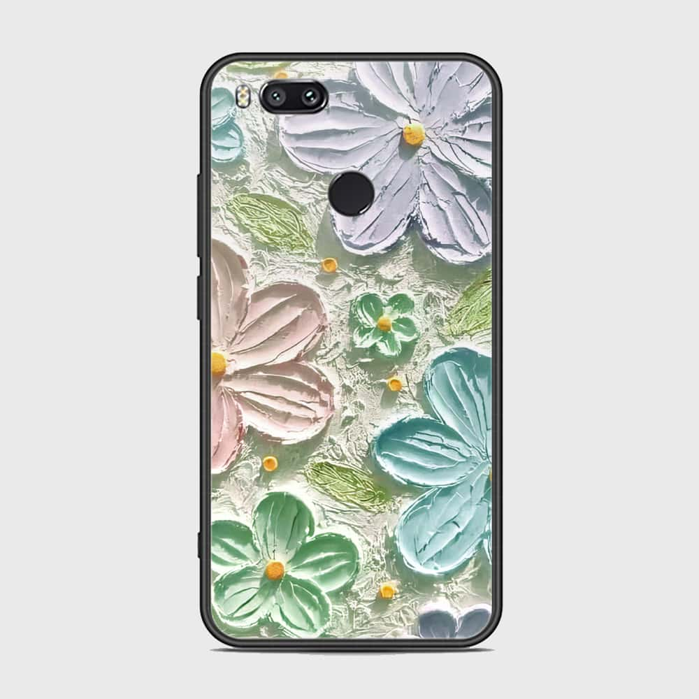 Xiaomi Redmi A1 Cover - Floral Series - Design 15 - Blue & Green - HQ Ultra Shine Premium Infinity Glass Soft Silicon Borders Case