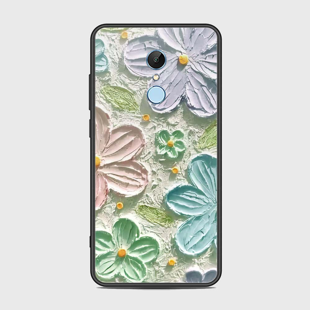 Xiaomi Redmi 5 Cover - Floral Series - Design 15 - Blue & Green - HQ Ultra Shine Premium Infinity Glass Soft Silicon Borders Case