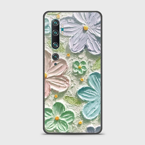 Xiaomi Mi CC9 Pro Cover - Floral Series - Design 15 - Blue & Green - HQ Ultra Shine Premium Infinity Glass Soft Silicon Borders Case