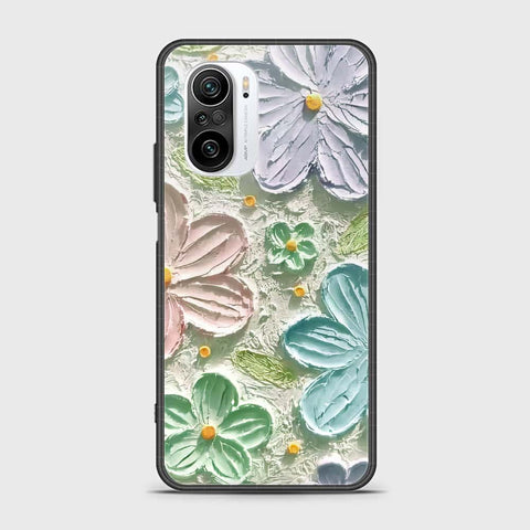 Xiaomi Redmi K40 Pro Cover - Floral Series - Design 15 - Blue & Green - HQ Ultra Shine Premium Infinity Glass Soft Silicon Borders Case