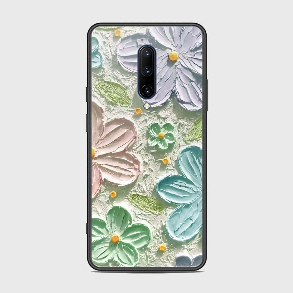 OnePlus 7 Pro Cover - Floral Series - Design 15 - Blue & Green - HQ Ultra Shine Premium Infinity Glass Soft Silicon Borders Case