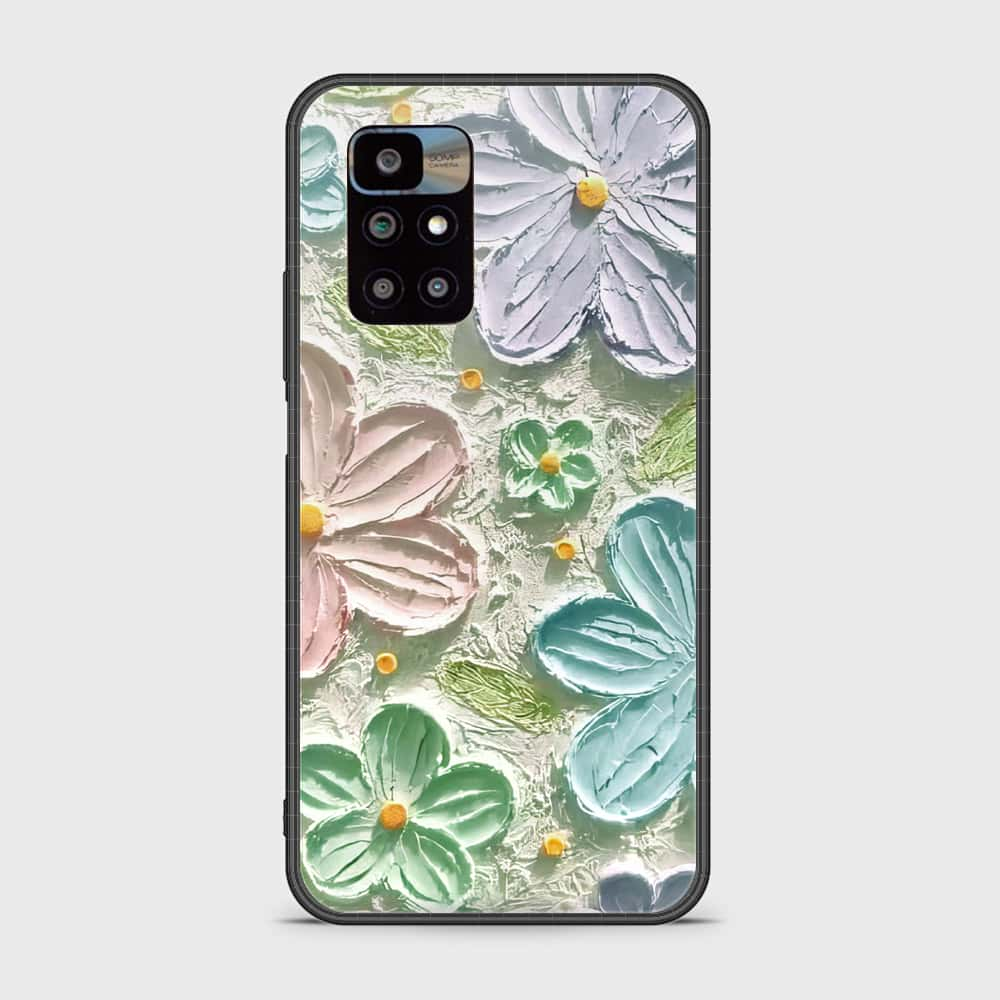 Xiaomi Redmi 10 Prime Cover - Floral Series - Design 15 - Blue & Green - HQ Ultra Shine Premium Infinity Glass Soft Silicon Borders Case