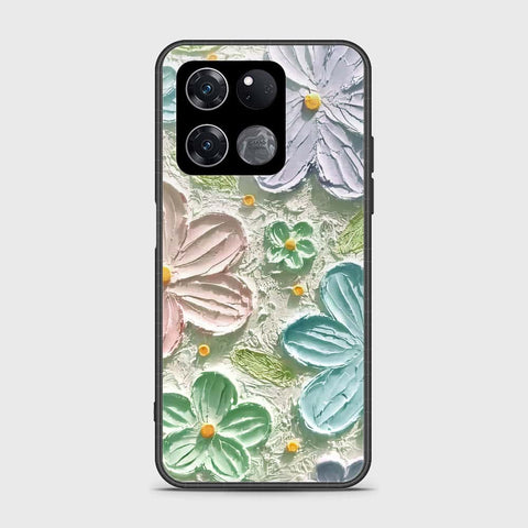 OnePlus Ace Racing Cover - Floral Series - Design 15 - Blue & Green - HQ Ultra Shine Premium Infinity Glass Soft Silicon Borders Case