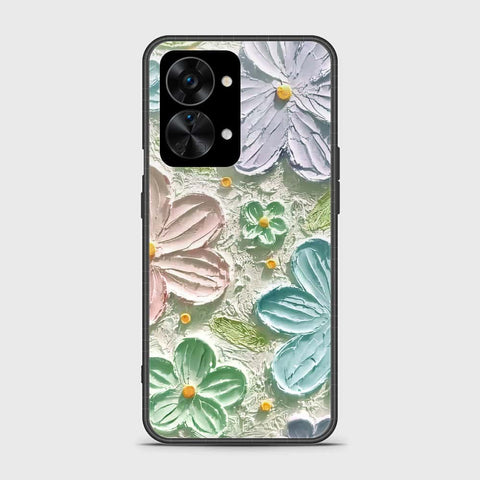 OnePlus Nord 2T Cover - Floral Series - Design 15 - Blue & Green - HQ Ultra Shine Premium Infinity Glass Soft Silicon Borders Case