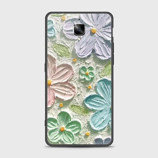 OnePlus 3 Cover - Floral Series - Design 15 - Blue & Green - HQ Ultra Shine Premium Infinity Glass Soft Silicon Borders Case