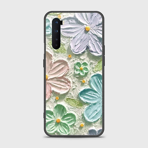 OnePlus Nord Cover - Floral Series - Design 15 - Blue & Green - HQ Ultra Shine Premium Infinity Glass Soft Silicon Borders Case