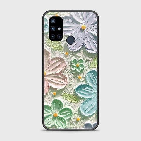 OnePlus Nord N10 5G Cover - Floral Series - Design 15 - Blue & Green - HQ Ultra Shine Premium Infinity Glass Soft Silicon Borders Case