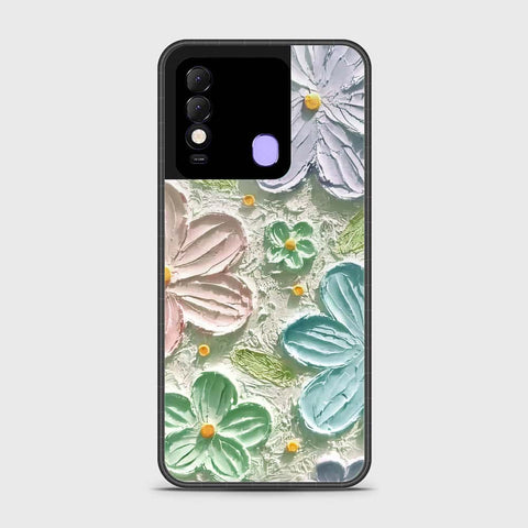 Tecno Spark 8 Cover - Floral Series - Design 15 - Blue & Green - HQ Ultra Shine Premium Infinity Glass Soft Silicon Borders Case