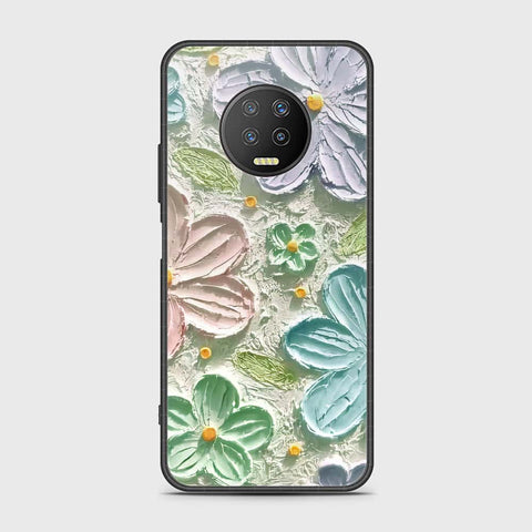 Infinix Note 7 Cover - Floral Series - Design 15 - Blue & Green - HQ Ultra Shine Premium Infinity Glass Soft Silicon Borders Case