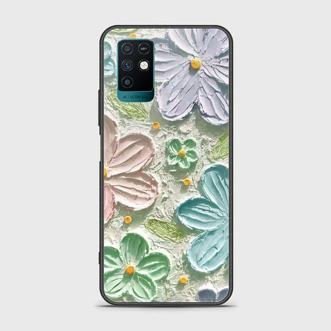 Infinix Note 10 Cover - Floral Series - Design 15 - Blue & Green - HQ Ultra Shine Premium Infinity Glass Soft Silicon Borders Case