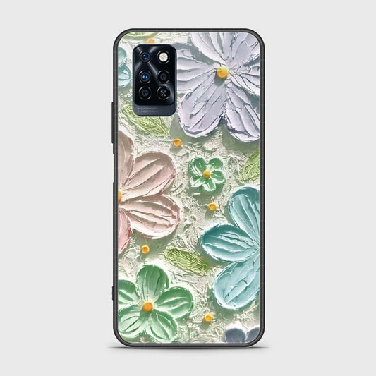 Infinix Note 10 Pro Cover - Floral Series - Design 15 - Blue & Green - HQ Ultra Shine Premium Infinity Glass Soft Silicon Borders Case