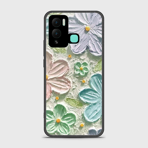 Infinix Hot 12 Play Cover - Floral Series - Design 15 - Blue & Green - HQ Ultra Shine Premium Infinity Glass Soft Silicon Borders Case