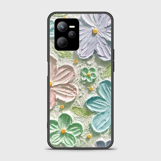 Realme Narzo 50A Prime Cover - Floral Series - Design 15 - Blue & Green - HQ Ultra Shine Premium Infinity Glass Soft Silicon Borders Case