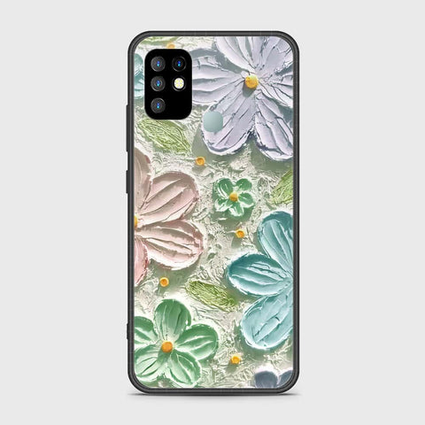 Infinix Hot 10 Cover - Floral Series - Design 15 - Blue & Green - HQ Ultra Shine Premium Infinity Glass Soft Silicon Borders Case